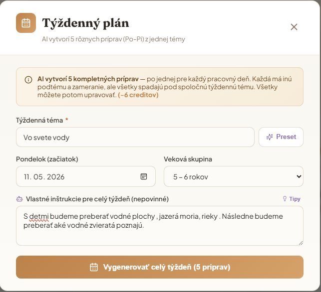 Týdenní plán jedním klikem